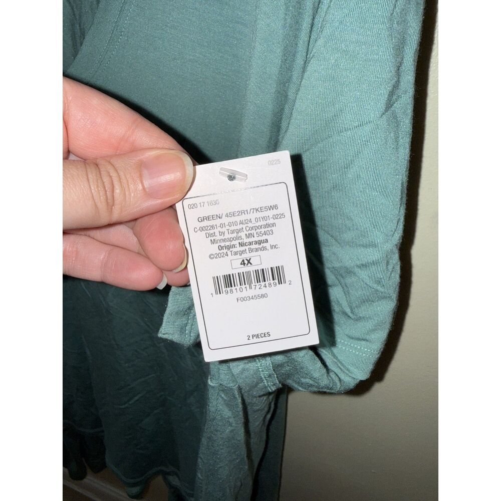 NWT Auden Cloud Knit 2-Piece Pajama Set Sage Green 4X V-Neck Top & Pants - Picture 2 of 16